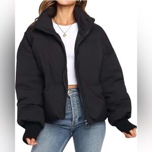 Gihuo Women’s Winter Cropped Puffer Jacket Coat Short Warm Quilted Jacket